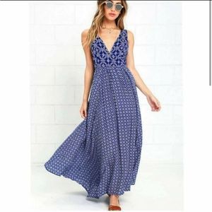 Lulu's Coastal Composure Maxi Dress Size Small